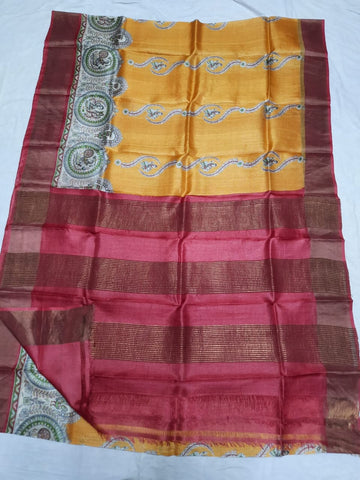 Pure Tussar Silk print saree