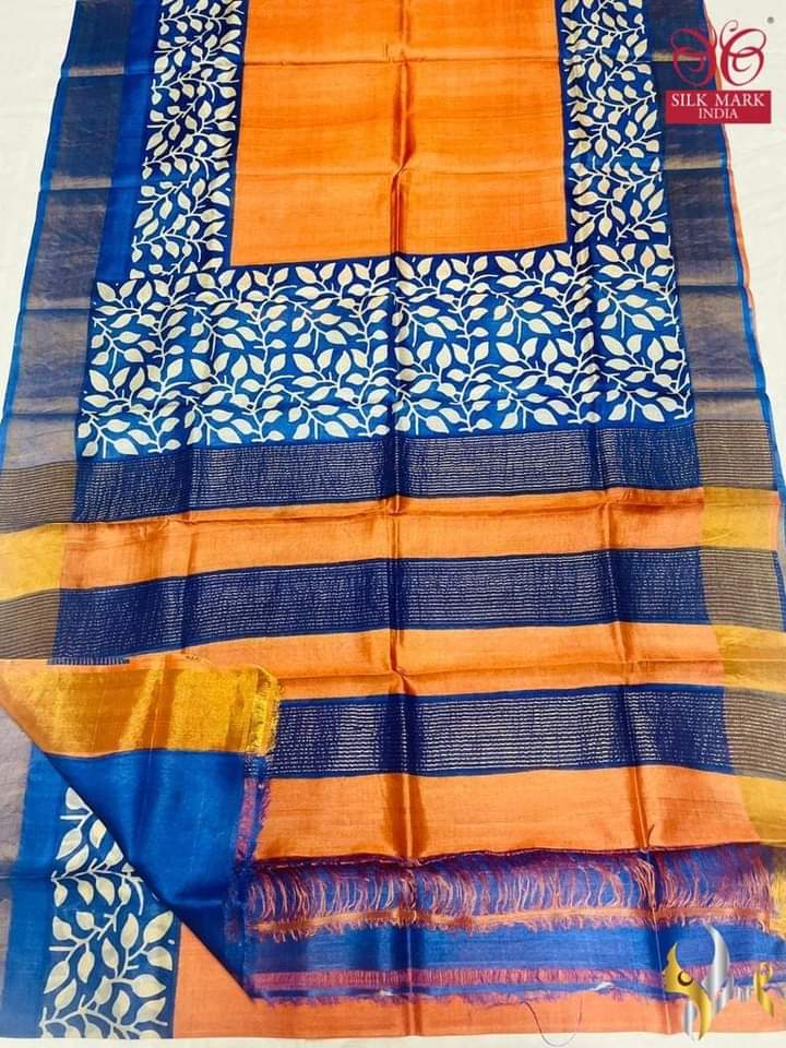 Pure Tussar Silk print saree