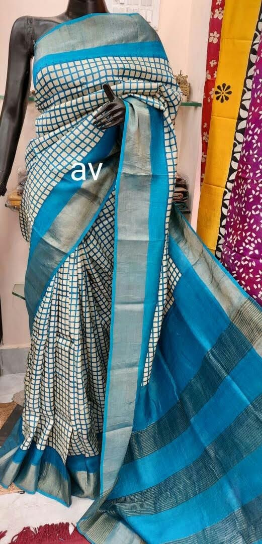 Pure Tussar Silk print saree