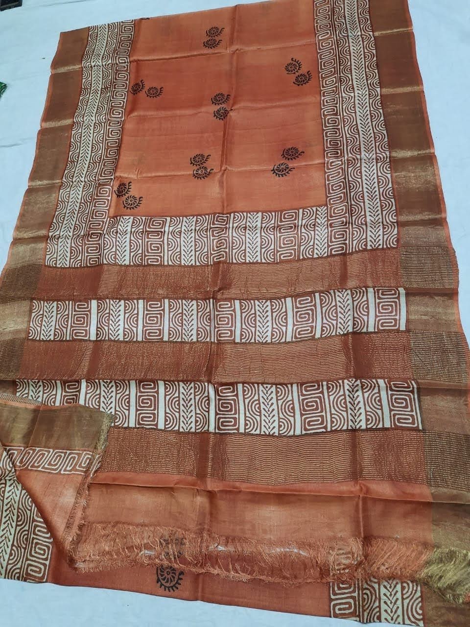 Pure Tussar Silk print saree