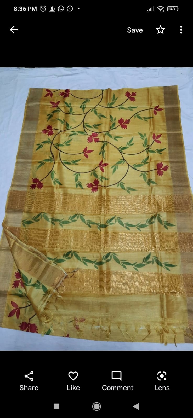 Pure Tussar Silk print saree