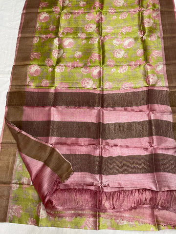 Pure Tussar Silk print saree