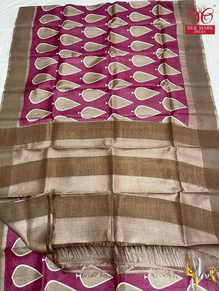 Pure Tussar Silk print saree