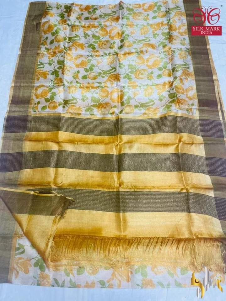 Pure Tussar Silk print saree