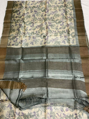 Pure Tussar Silk print saree