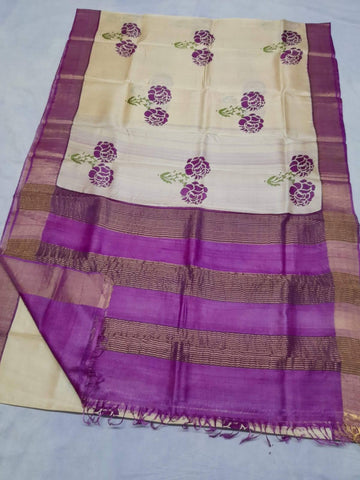 Pure Tussar Silk print saree