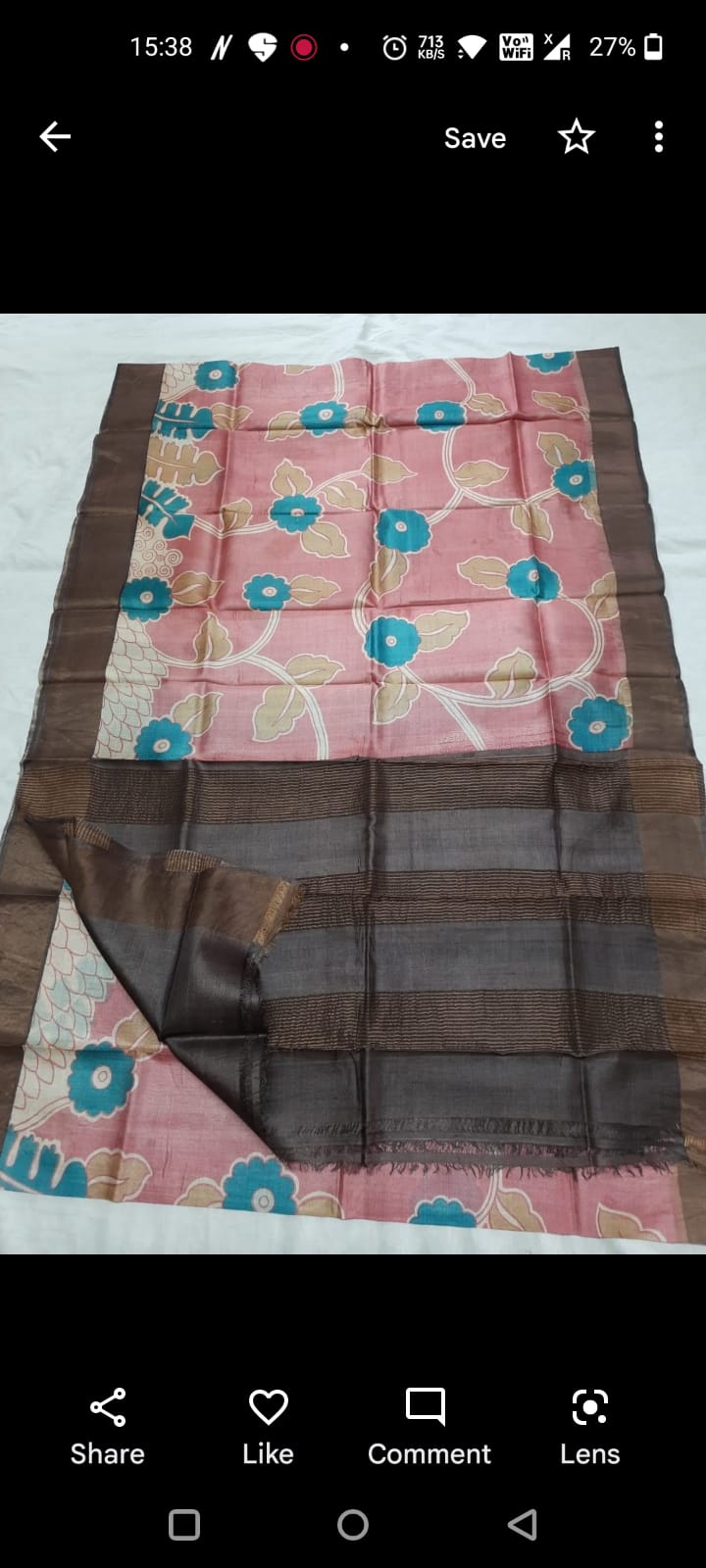 Pure Tussar Silk print saree