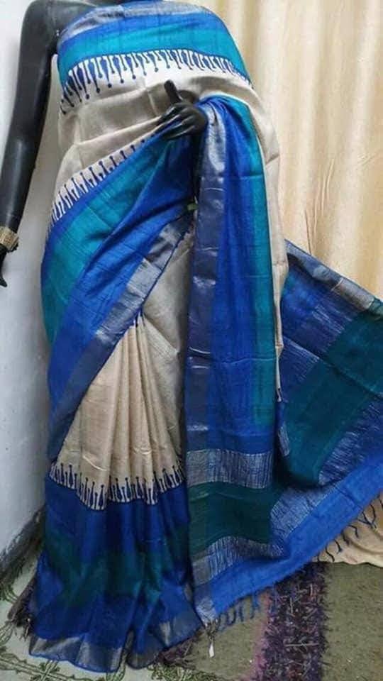 Pure Tussar Silk print saree