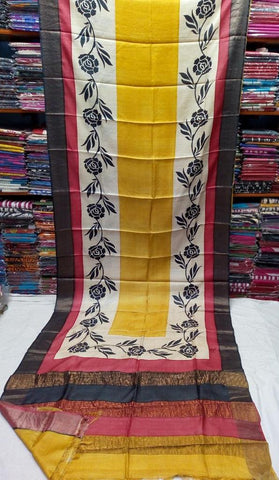 Pure Tussar Silk print saree