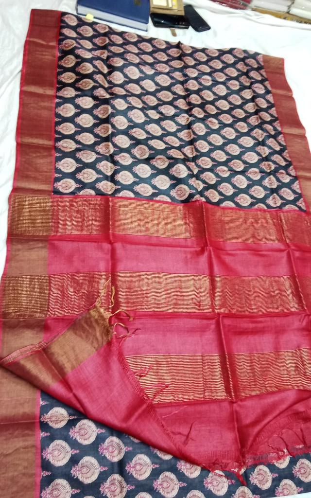 Pure Tussar Silk print saree