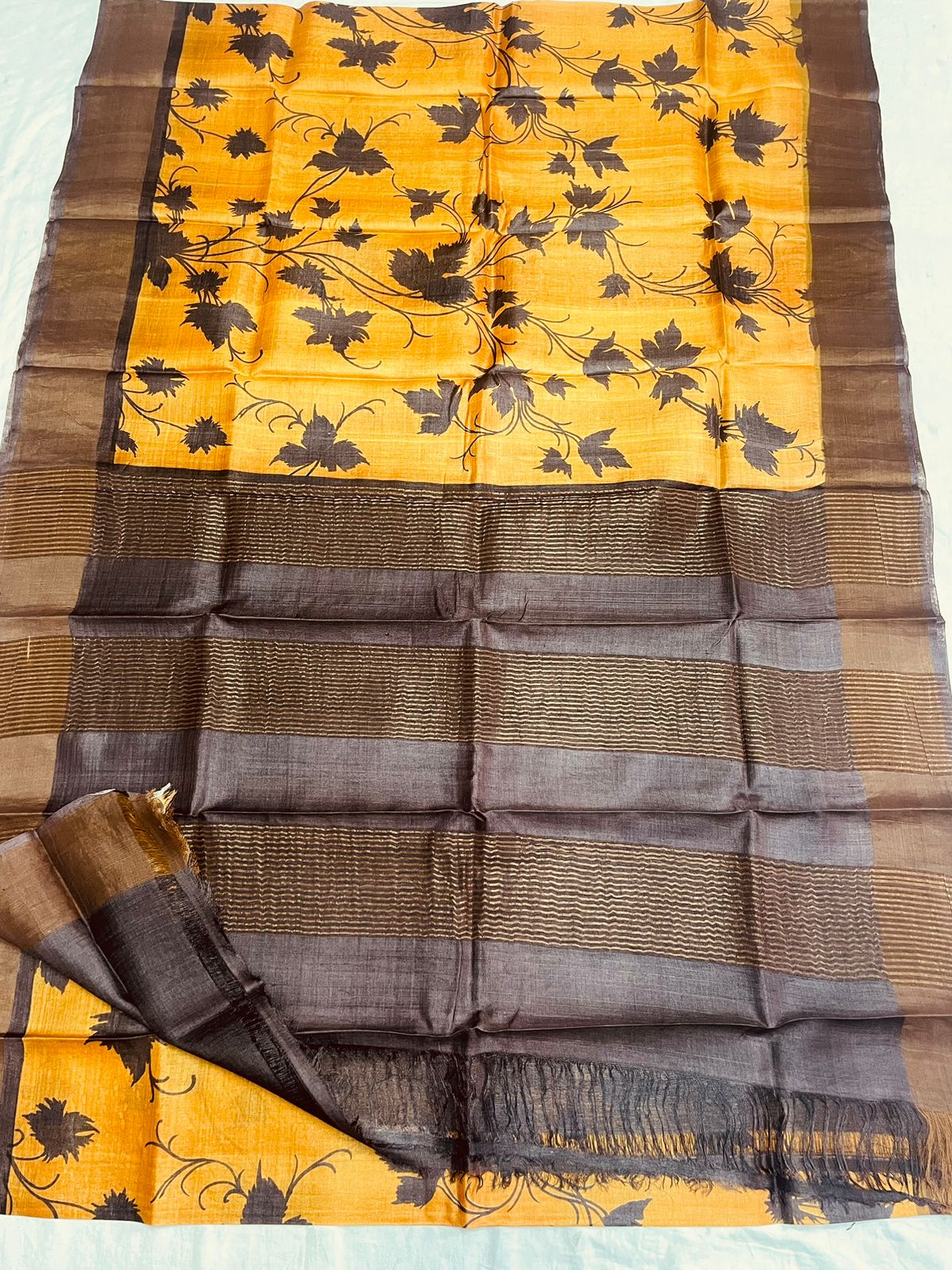 Pure Tussar Silk print saree