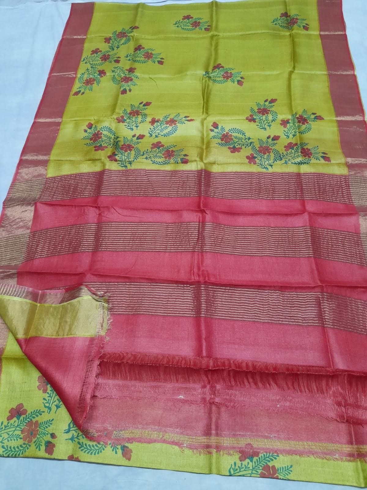 Pure Tussar Silk print saree