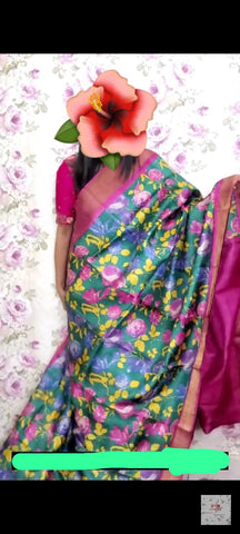 Pure Tussar Silk print saree