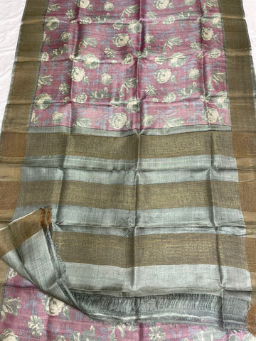 Pure Tussar Silk print saree