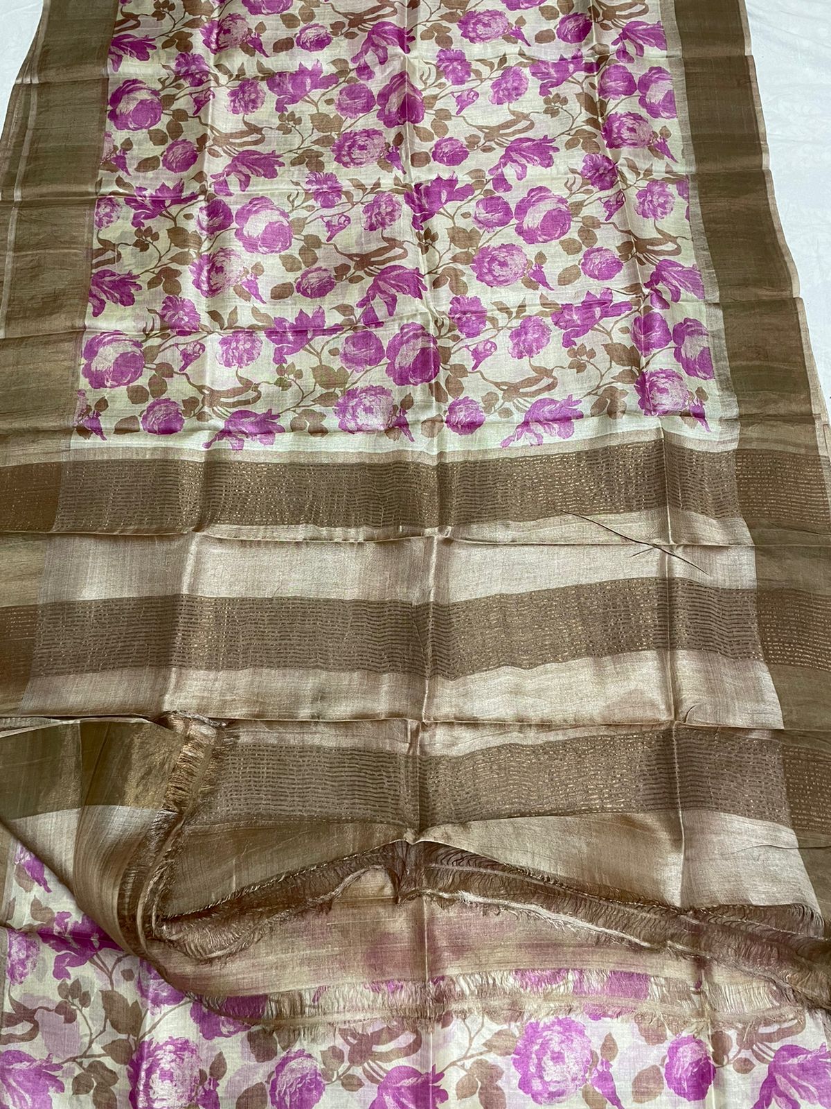 Pure Tussar Silk print saree