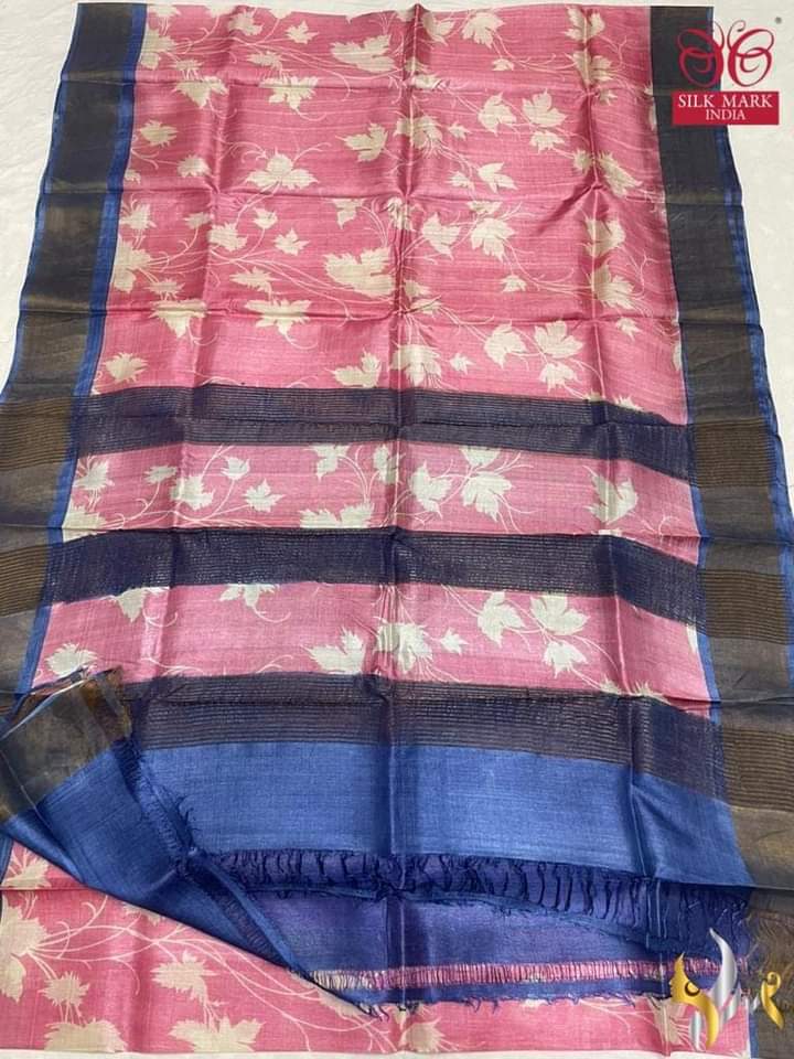 Pure Tussar Silk print saree