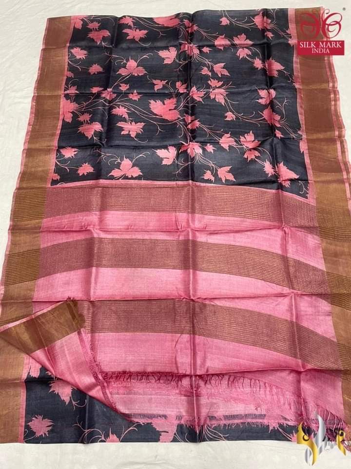 Pure Tussar Silk print saree