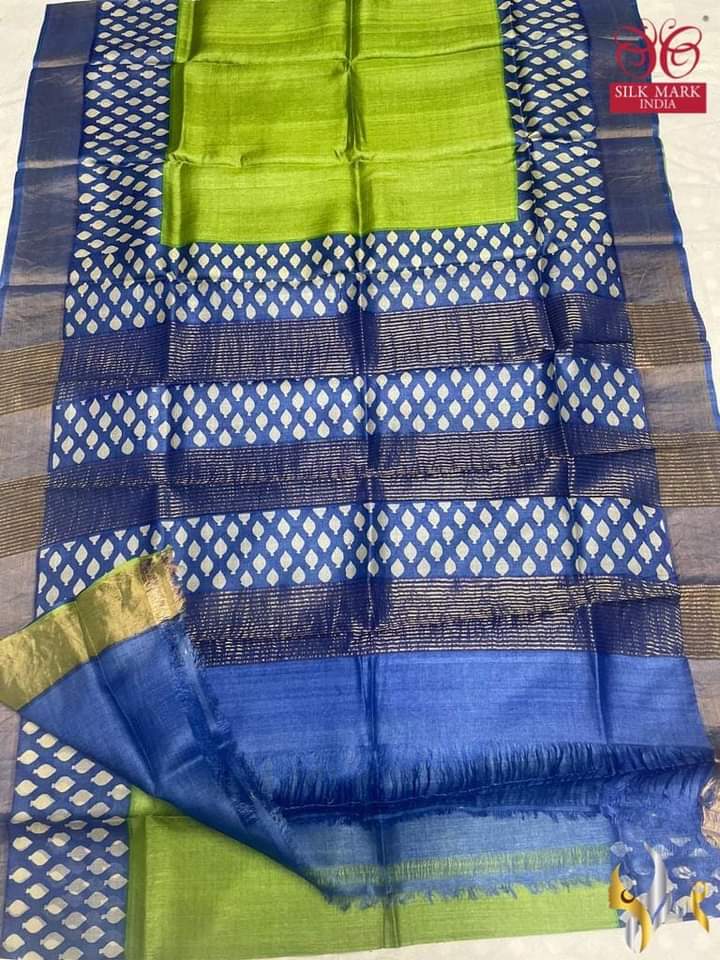 Pure Tussar Silk print saree