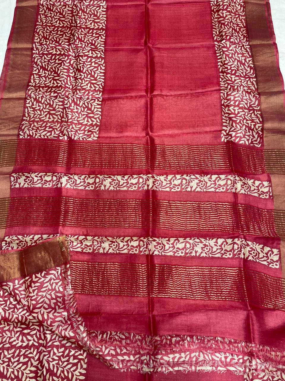 Pure Tussar Silk print saree