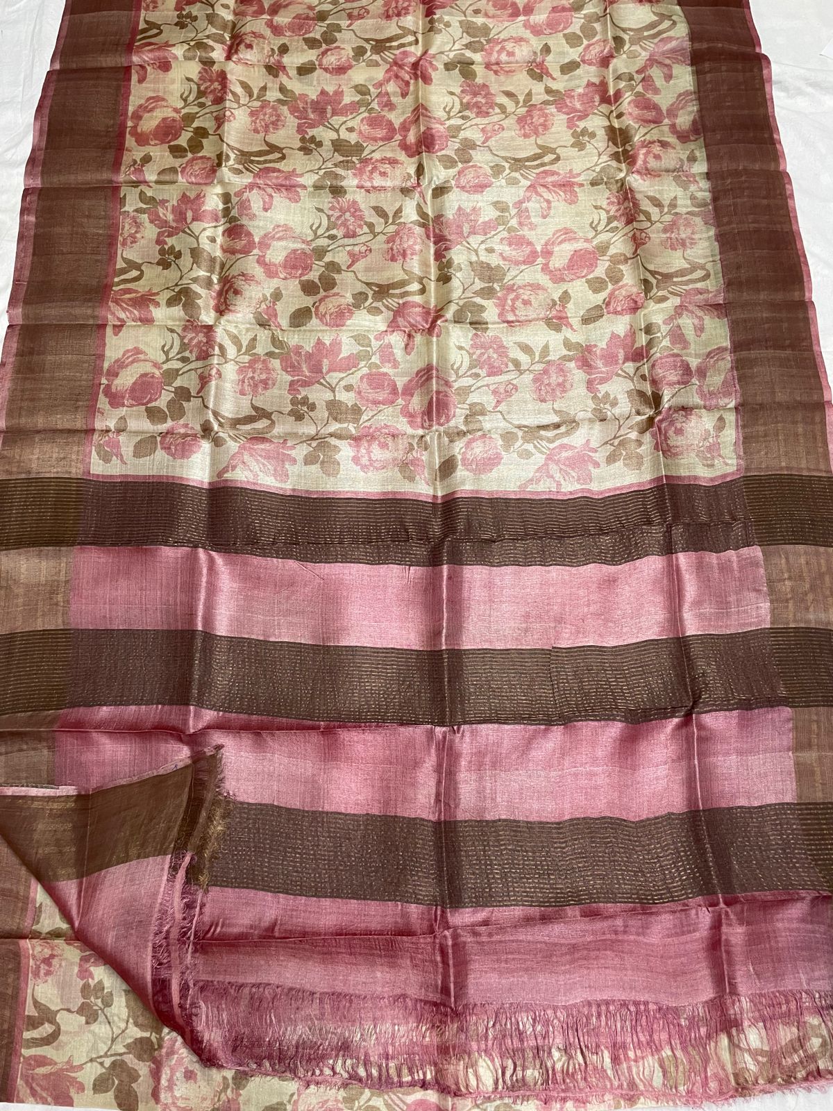 Pure Tussar Silk print saree