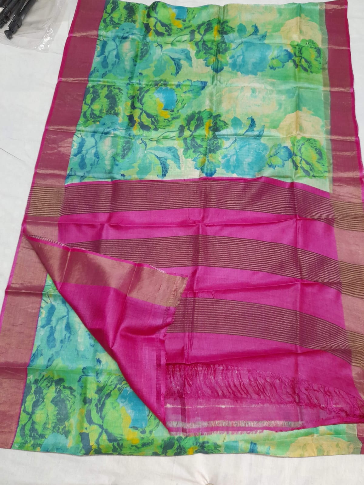 Pure Tussar Silk print saree