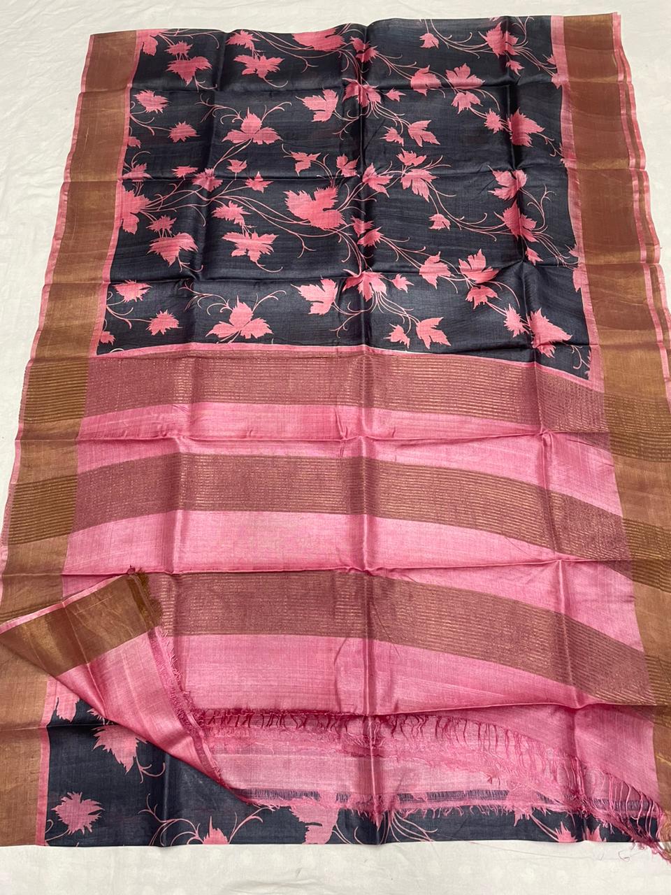 Pure Tussar Silk print saree