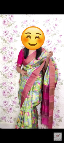 Pure Tussar Silk print saree