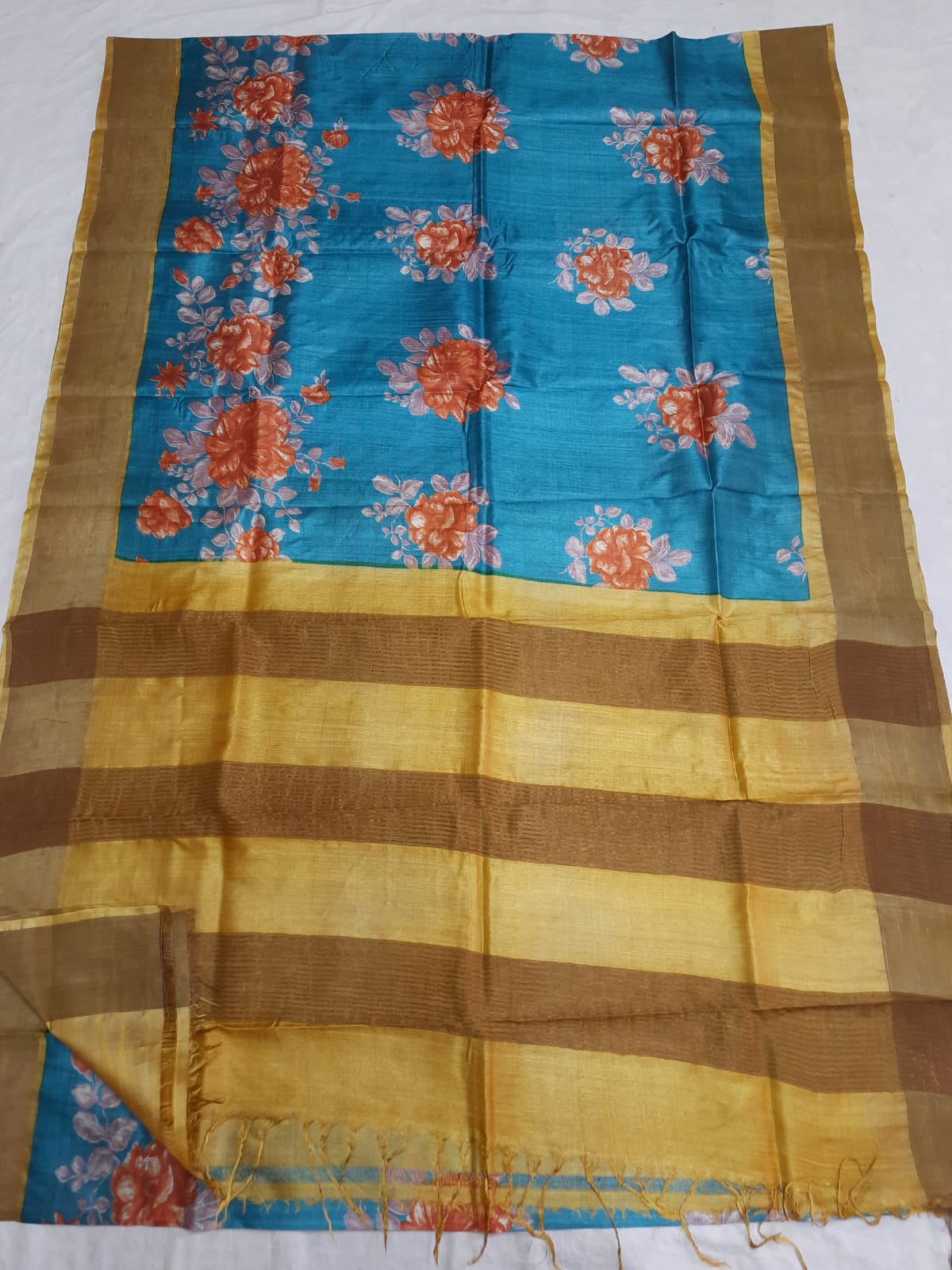 Pure Tussar Silk print saree