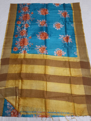 Pure Tussar Silk print saree