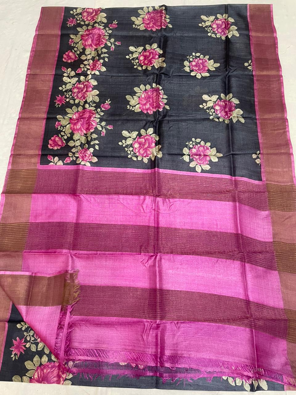 Pure Tussar Silk print saree