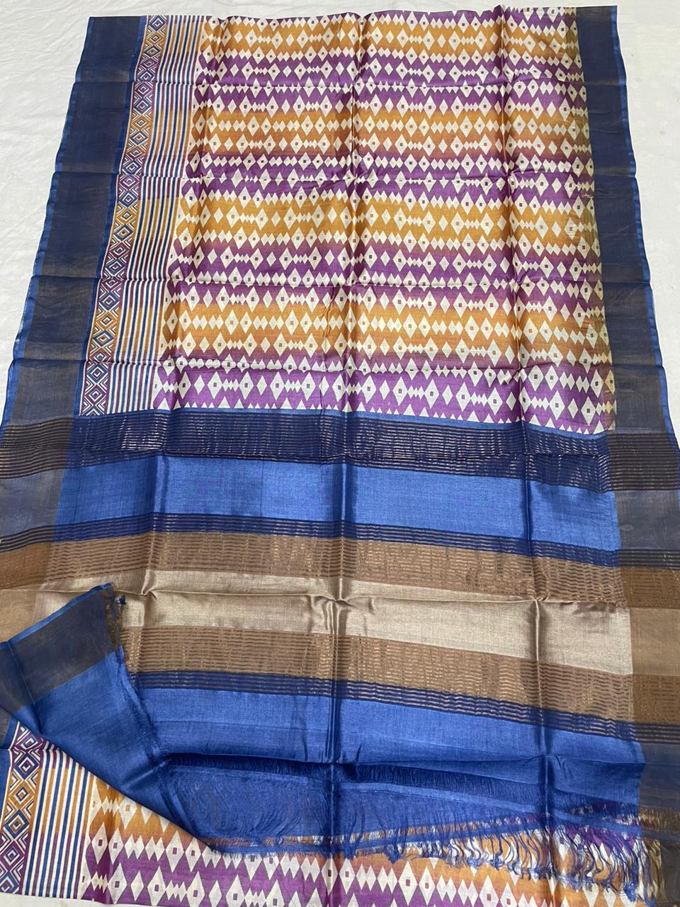 Pure Tussar Silk print saree