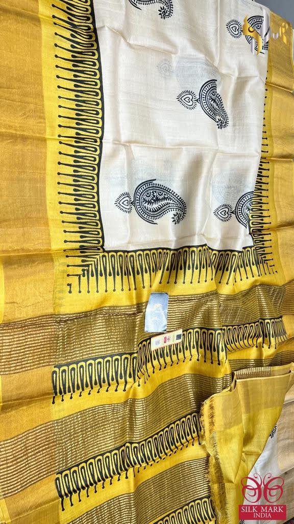 Pure Tussar Silk print saree