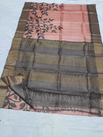 Pure Tussar Silk print saree