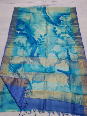 Pure Tussar Silk print saree