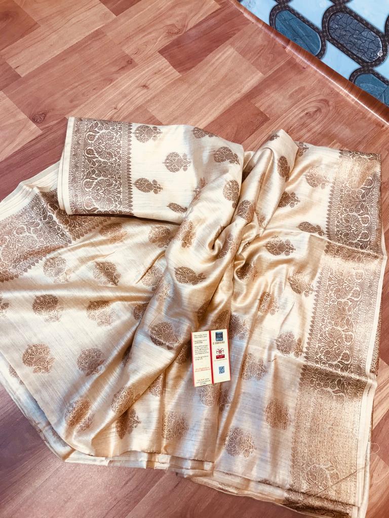 Pure Tussar Silk print saree
