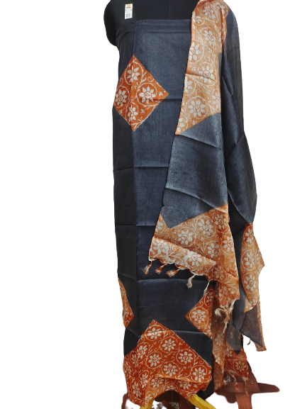 Tussar Silk Print Suit
