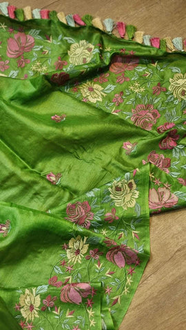 Tussar silk embroidery saree 