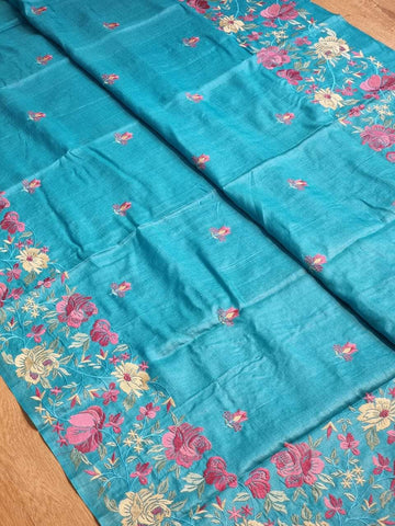 Tussar silk embroidery saree 