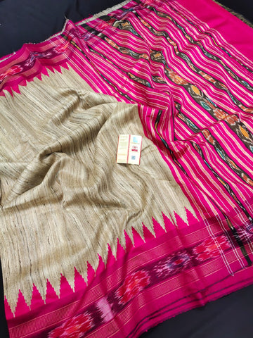 Tussar ghicha handloom silk saree