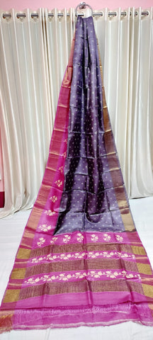 Pure tussar silk print saree