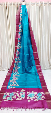 Pure tussar silk print saree