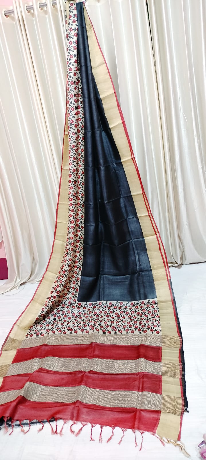 Pure tussar silk print saree