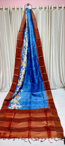 Pure tussar silk print saree