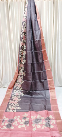 Pure tussar silk print saree