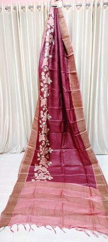 Pure tussar silk print saree