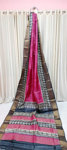 Pure tussar silk print saree