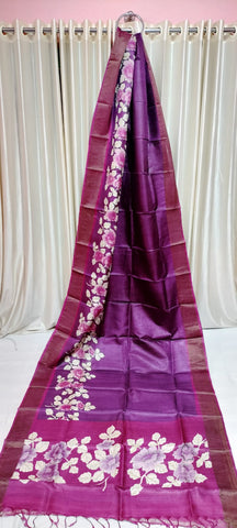 Pure tussar silk print saree