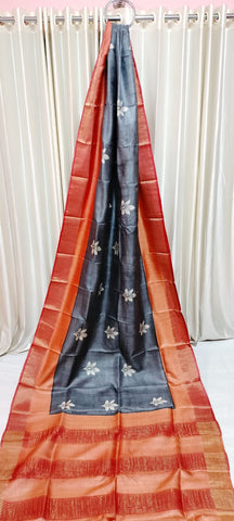 Pure tussar silk print saree