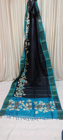 Pure tussar silk print saree