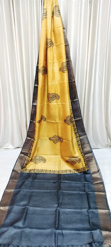 Pure tussar silk print saree